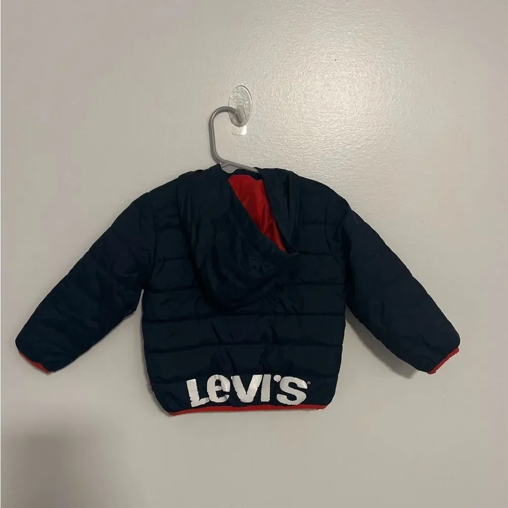 Levi's Toddler Boy Navy Blue Logo Puffer Jacket Coat Sz 2T